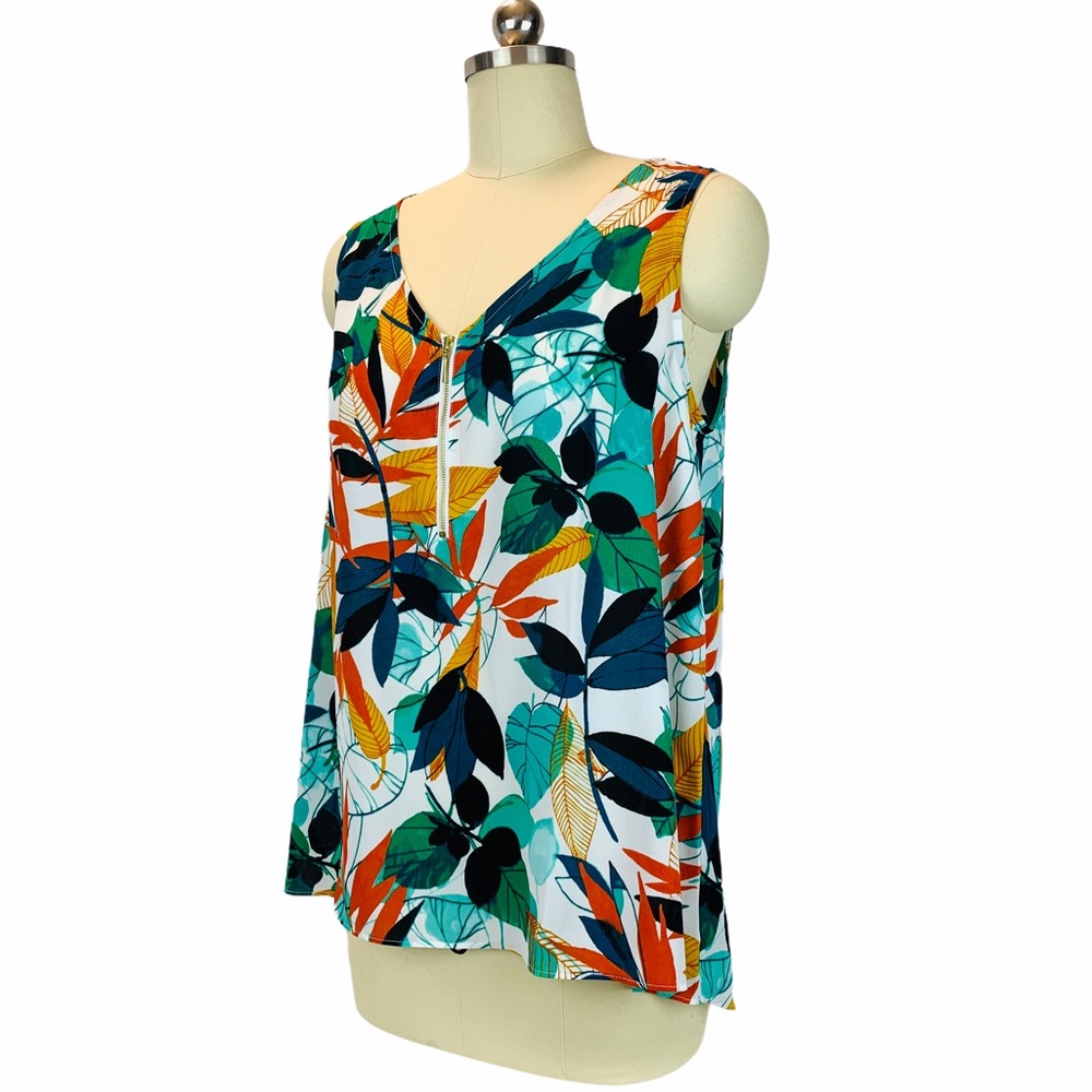 Worthington Georgette Floral Tank Top w/Zip M